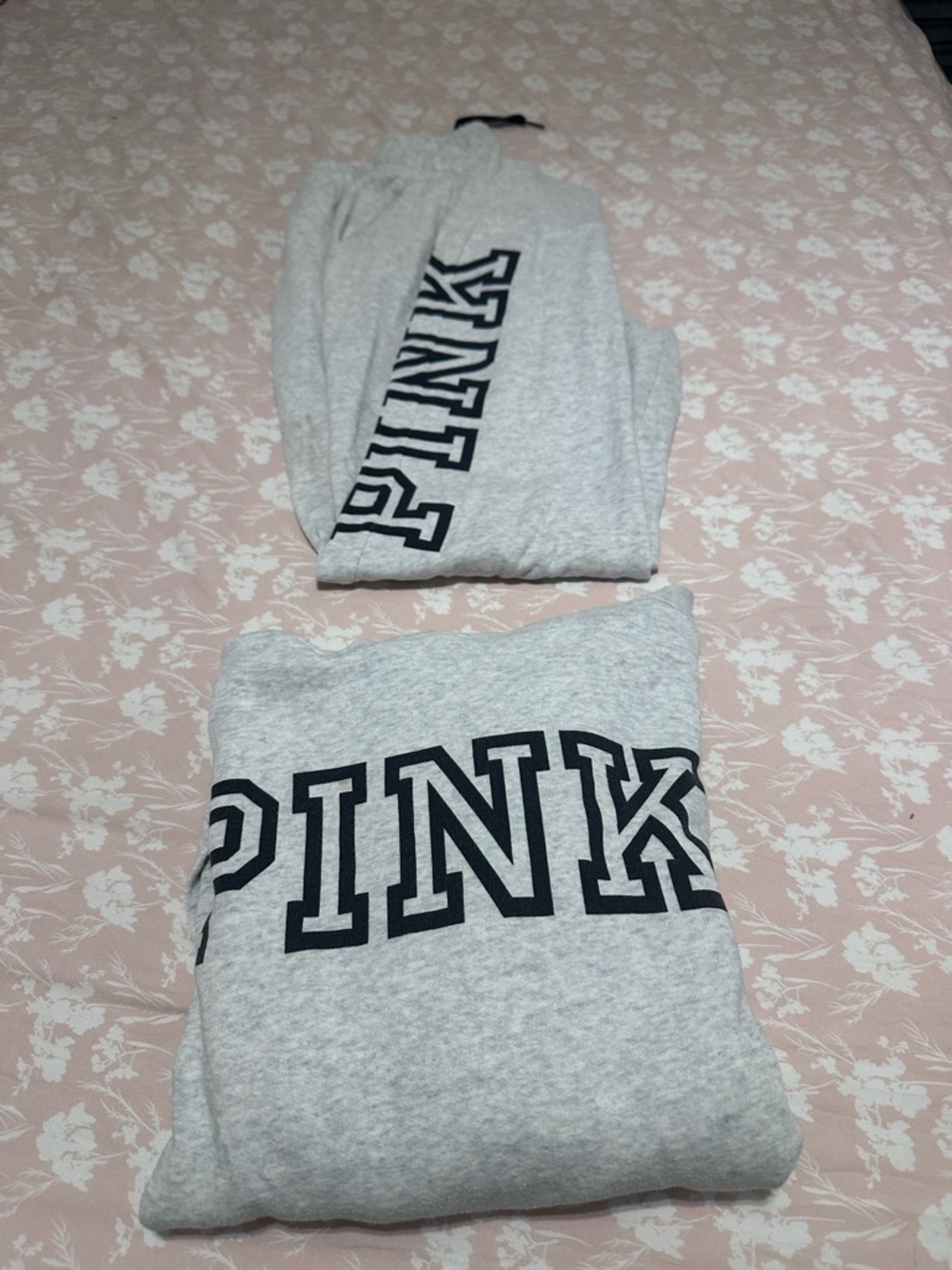 PINK Victoria's Secret Gray Logo Sweatshirt Set